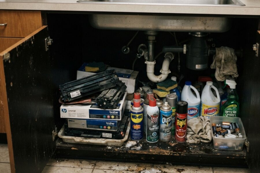 Hazardous Waste Hidden in Businesses: Toner, Aerosols, and Chemical Storage