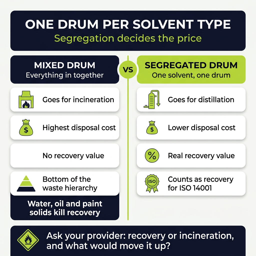 Solvent Waste Disposal: Mixed Drum vs Segregated Drum Comparison